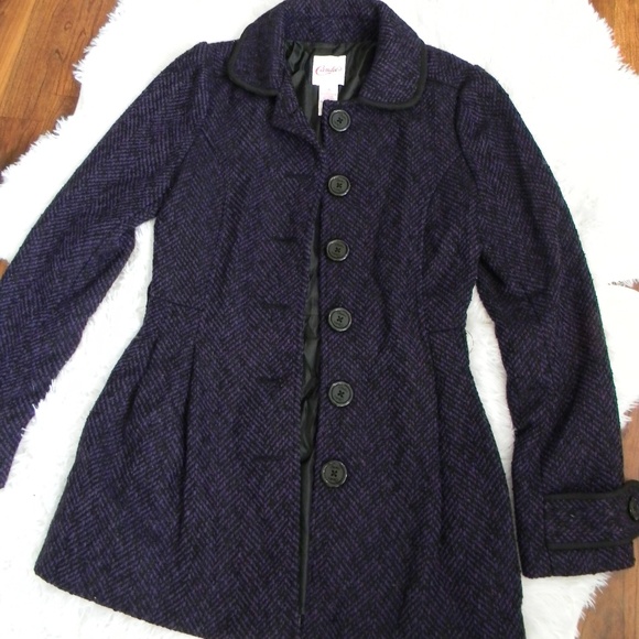 Dark Purple & Black Candies Pea Coat - Picture 4 of 8